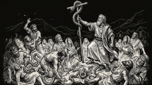 moses lifting up the bronze serpent