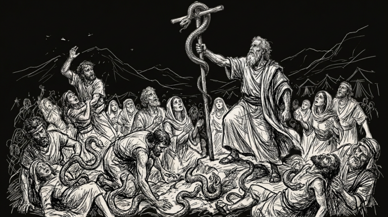moses lifting up the bronze serpent